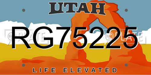 RG75225 Utah License Plate