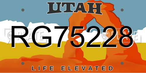 RG75228 Utah License Plate