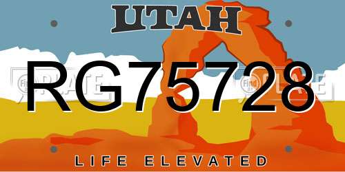 RG75728 Utah License Plate