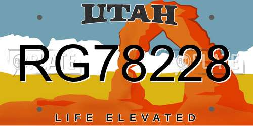 RG78228 Utah License Plate