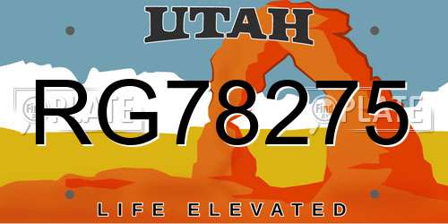 RG78275 Utah License Plate