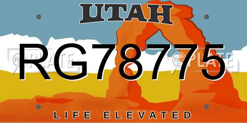 RG78775 Utah License Plate
