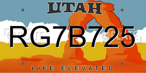 RG7B725 Utah License Plate