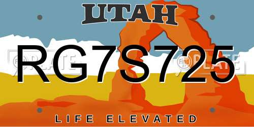 RG7S725 Utah License Plate