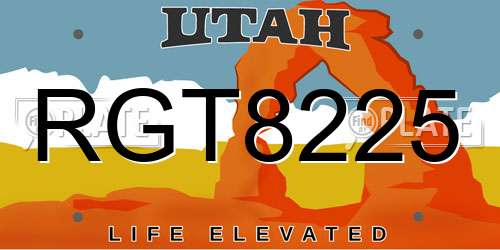 RGT8225 Utah License Plate