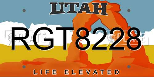 RGT8228 Utah License Plate