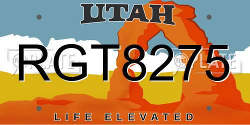 RGT8275 Utah License Plate