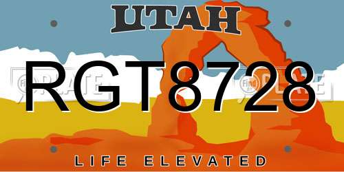 RGT8728 Utah License Plate
