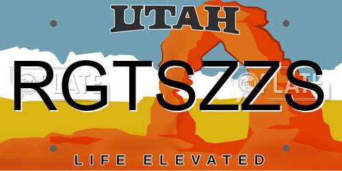 RGTSZZS Utah License Plate