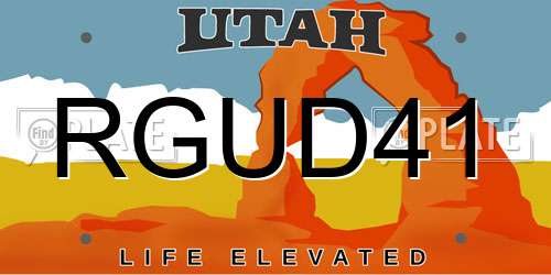 RGUD41 Utah License Plate