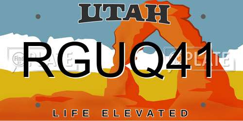 RGUQ41 Utah License Plate