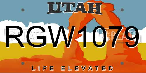 RGW1079 Utah License Plate