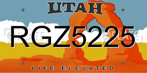 RGZ5225 Utah License Plate