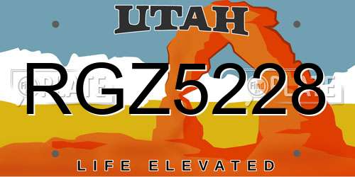 RGZ5228 Utah License Plate