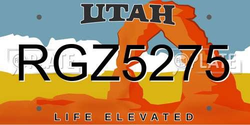 RGZ5275 Utah License Plate
