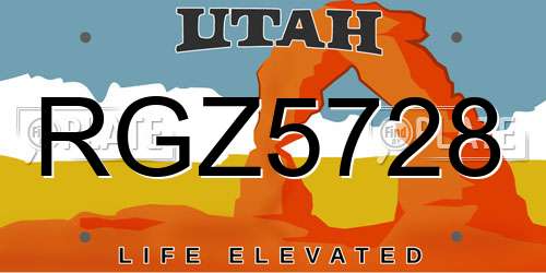 RGZ5728 Utah License Plate