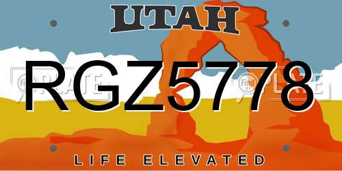 RGZ5778 Utah License Plate