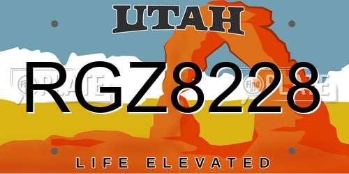 RGZ8228 Utah License Plate