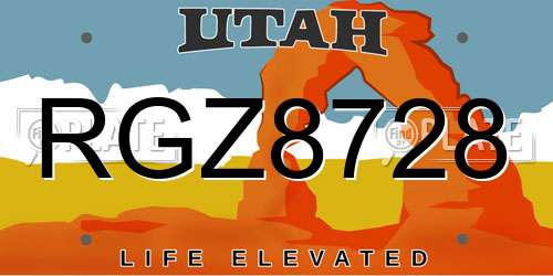 RGZ8728 Utah License Plate