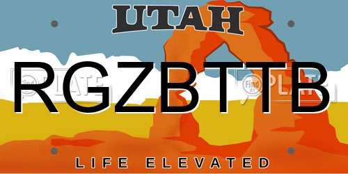 RGZBTTB Utah License Plate