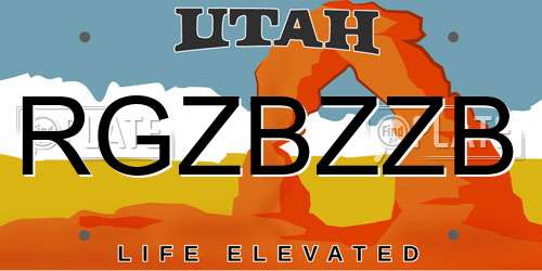 RGZBZZB Utah License Plate