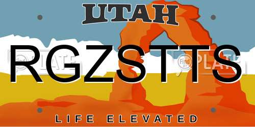 RGZSTTS Utah License Plate