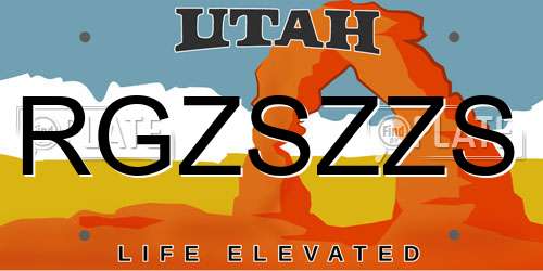 RGZSZZS Utah License Plate