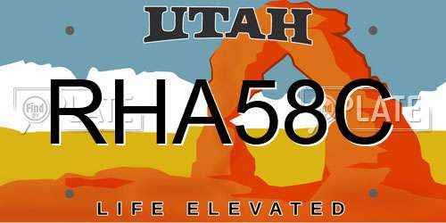 RHA58C Utah License Plate