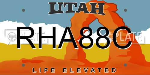 RHA88C Utah License Plate
