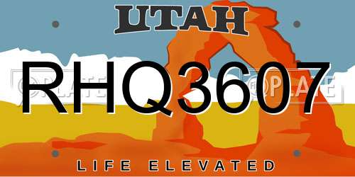 RHQ3607 Utah License Plate