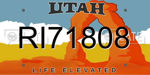 RI71808 Utah License Plate