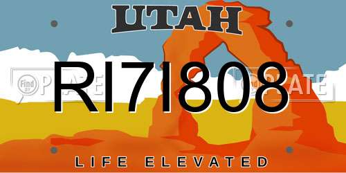 RI7I808 Utah License Plate
