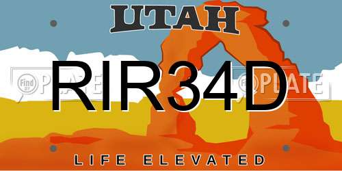 RIR34D Utah License Plate