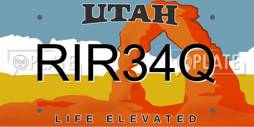 RIR34Q Utah License Plate