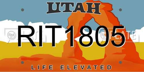 RIT1805 Utah License Plate