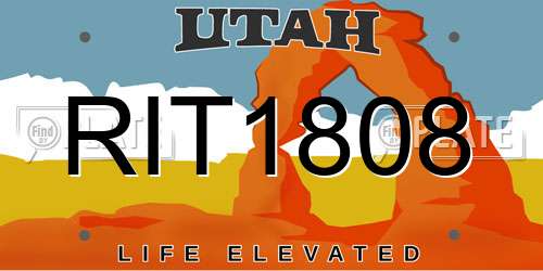 RIT1808 Utah License Plate