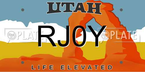 RJ0Y Utah License Plate