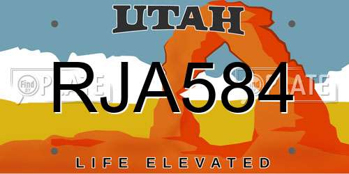 RJA584 Utah License Plate