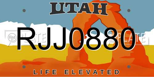 RJJ0880 Utah License Plate