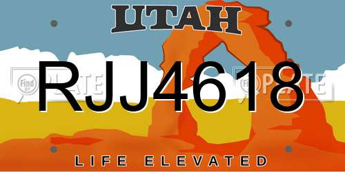 RJJ4618 Utah License Plate