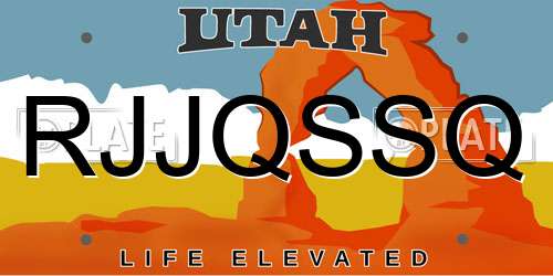 RJJQSSQ Utah License Plate