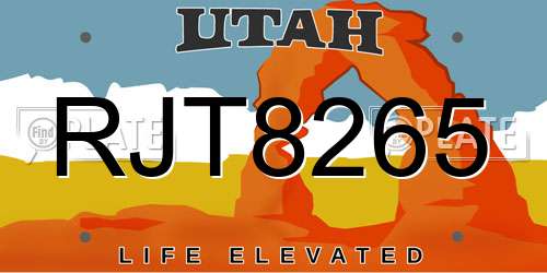 RJT8265 Utah License Plate