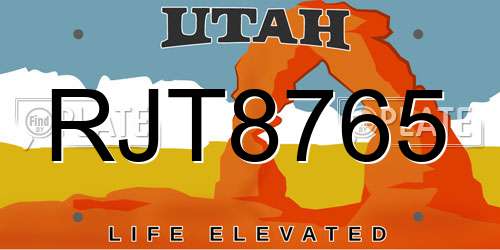 RJT8765 Utah License Plate