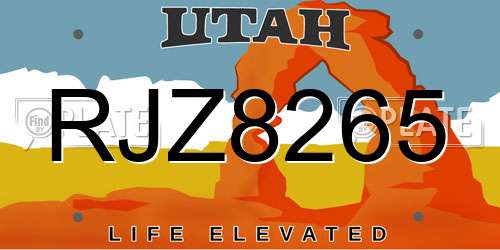 RJZ8265 Utah License Plate