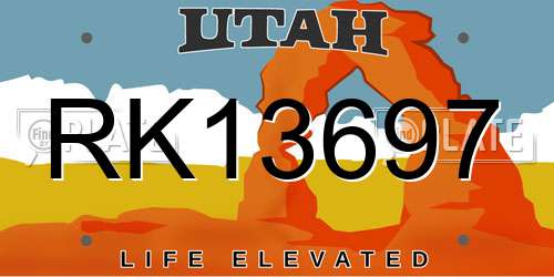 RK13697 Utah License Plate