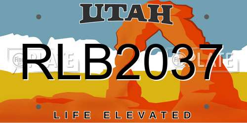 RLB2037 Utah License Plate