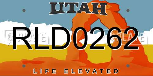 RLD0262 Utah License Plate