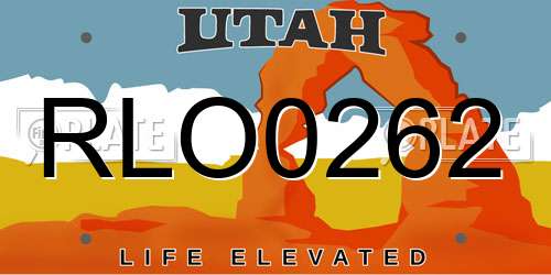 RLO0262 Utah License Plate