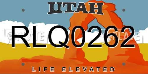 RLQ0262 Utah License Plate
