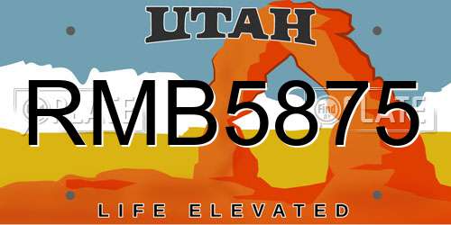 RMB5875 Utah License Plate